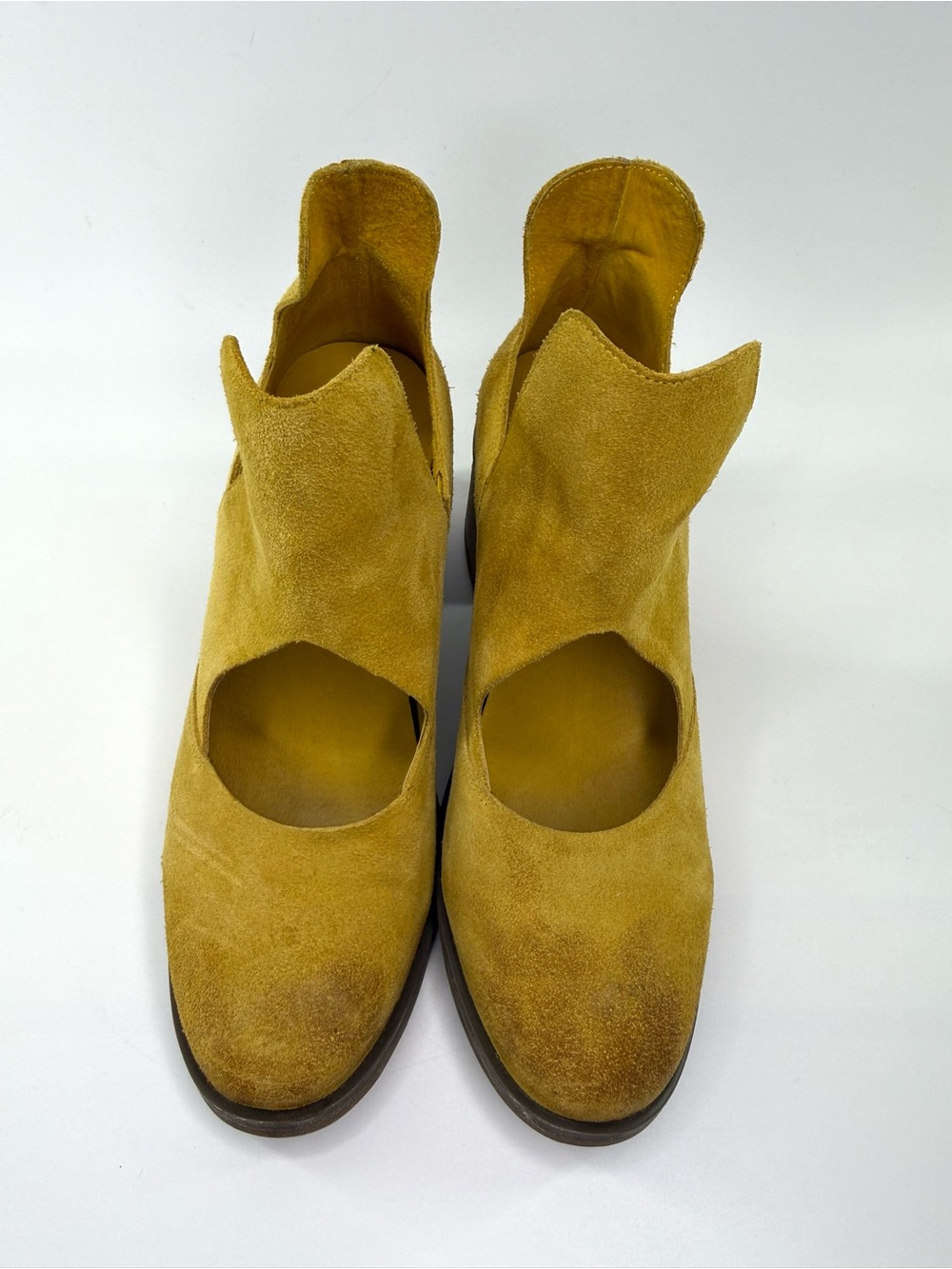 Antelope N47 Cage Mustard Suede Block Heel Booties 37/6-6.5 US - Picture 4 of 16